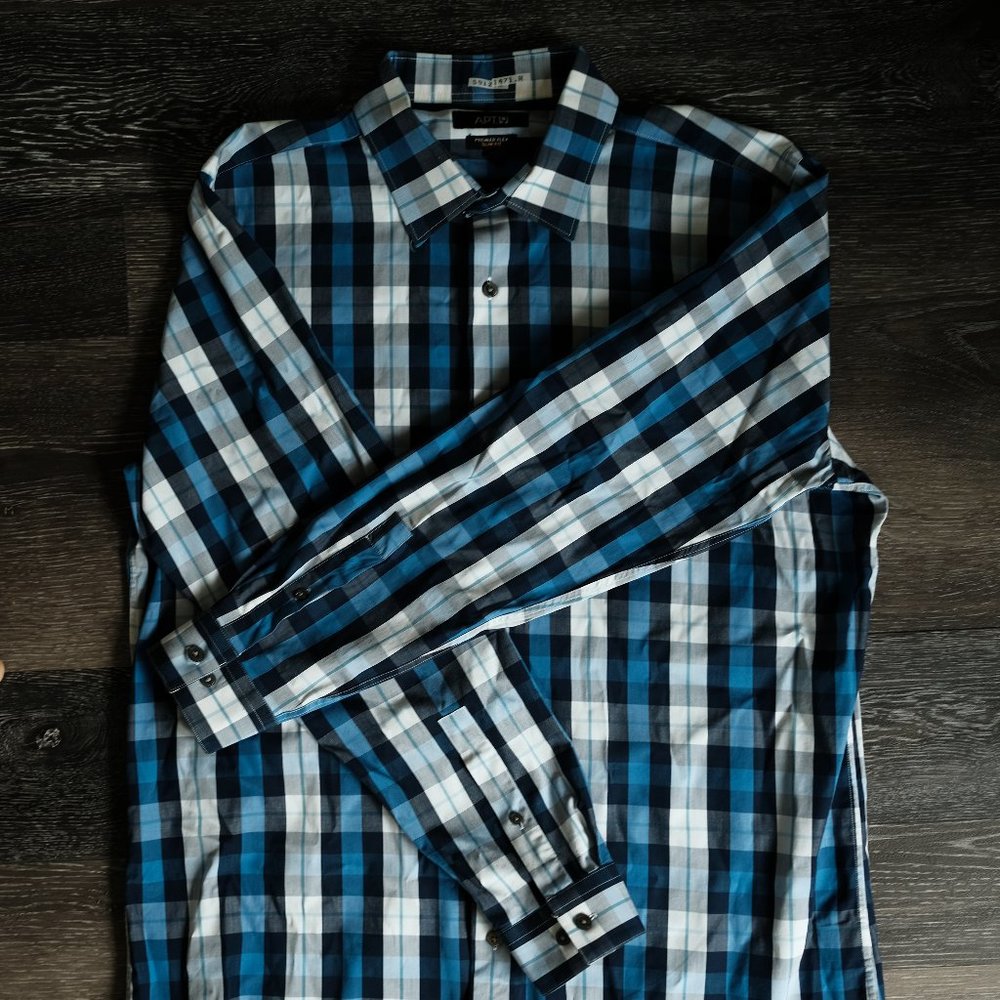 Mens Slim Fit Blue Button up Shirt